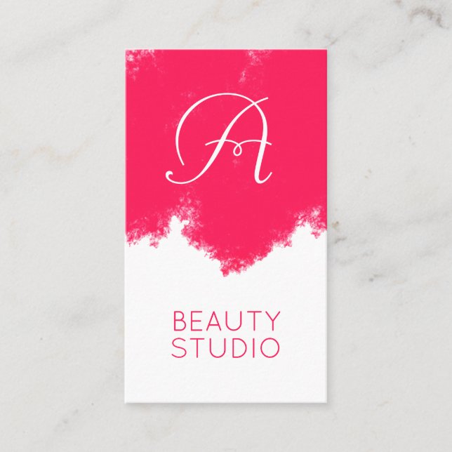 Pink splash beauty salon business card (Front)