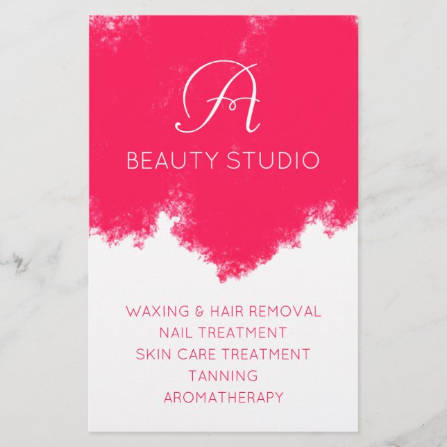 Pink splash beauty salon flyer (Front)