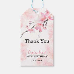 Pink Splash Cherry Blossom Floral Birthday Gift Tags
