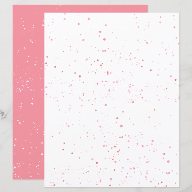 Pink Splatter Scrapbook Paper Sheet (Front/Back)