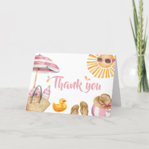 Pink Splish Splash Baby Shower  Thank You Card