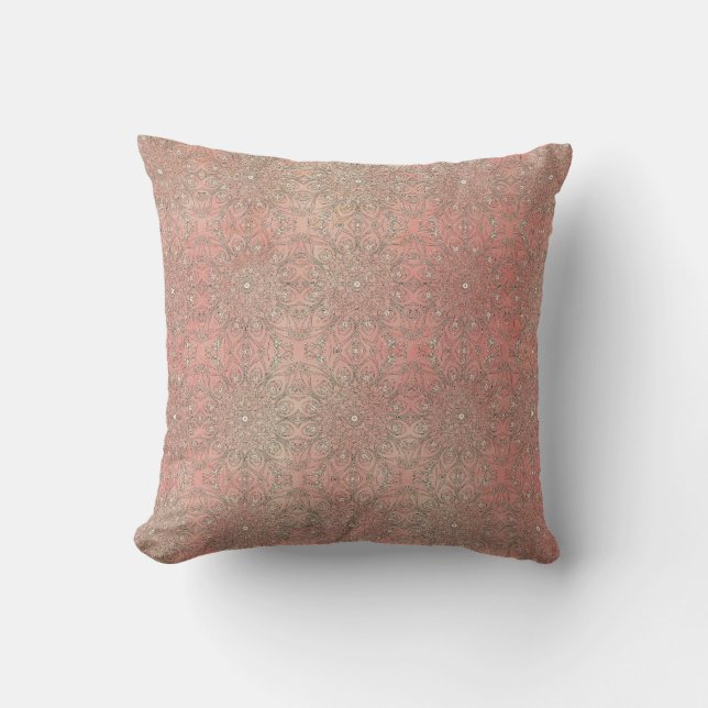 Pink Sponge Pattern and Peacock Inspirations Throw Pillow (Front)