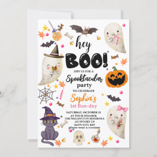 Pink Spooktacular Halloween 1st Boo-day Birthday Invitation