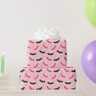 Pink Spooky Cute Bat Allover Wrapping Paper