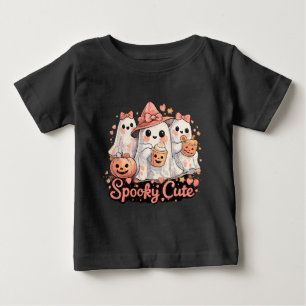 Pink Spooky Cute Halloween Ghosts & Pumpkin Baby T-Shirt