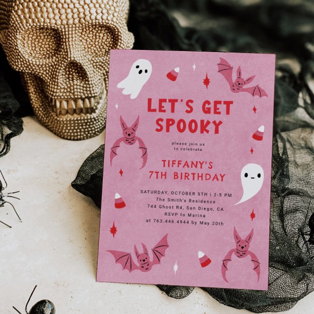 Pink Spooky Halloween Birthday Party Invitation (Creator Uploaded)
