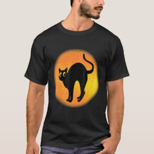 Pink Spooky Moon Halloween Black Cat Kids Women Gi T-Shirt