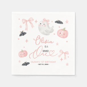 Pink Spooky One 1st Birthday Cute Ghost Halloween Napkin
