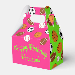 Pink Sports Birthday Party Favor Box