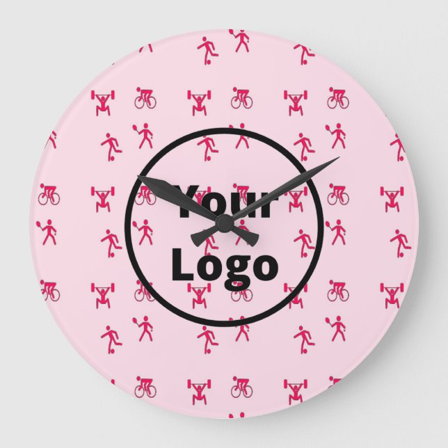 Pink sports business pattern large clock (Front)