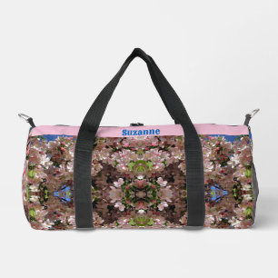 Pink Spring Apple Blossoms Personalized Duffle Bag