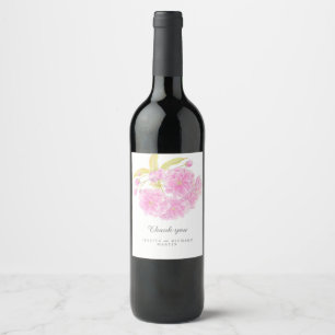 Pink spring blossom art wedding thank you favours wine label