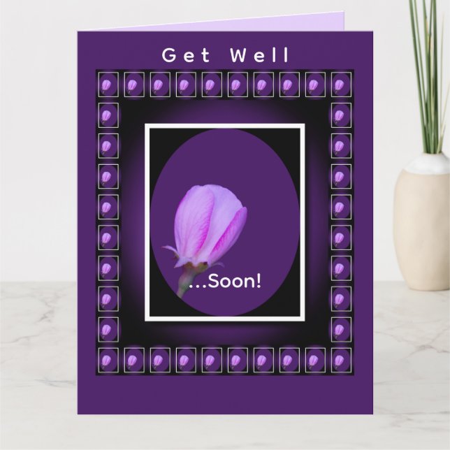 Pink Spring Blossom Personalized Get Well  Card (Front)