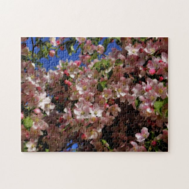 Pink Spring Blossoms Blue Sky Orton Effect  Jigsaw Puzzle (Horizontal)