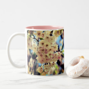 Pink Spring Blossoms Personalized Two-Tone Coffee Mug