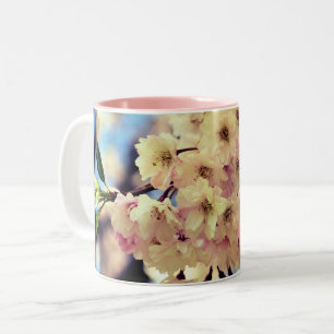Pink Spring Blossoms Two-Tone Coffee Mug