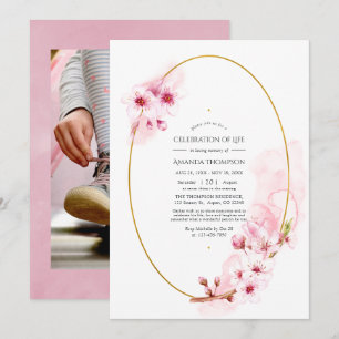 Pink Spring Cherry Blossom Celebration of Life Invitation