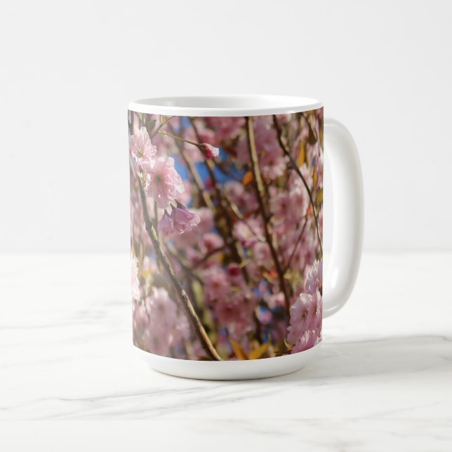 Pink spring cherry blossom coffee mug (Front Right)