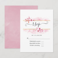 Pink Spring Cherry Blossom Quinceañera RSVP Card