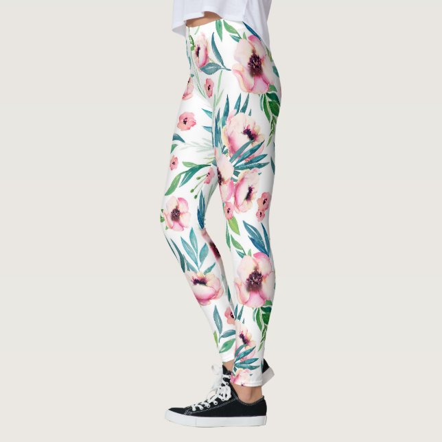 Pink Spring Flowers Leggings (Left)