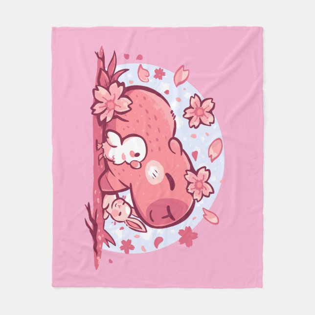 Pink Spring Friends Fleece Blanket (Front)