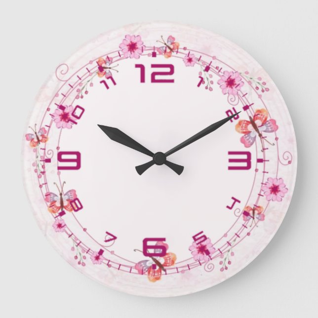 Pink Spring Large Clock (Front)