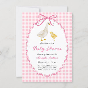Pink Spring Mother Goose and Gosling Baby Shower  Invitation