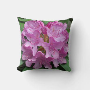 Pink spring rhododendrons throw pillow