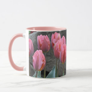 Pink spring tulips mug
