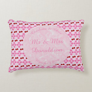Pink Spring Wedding Cherry blossom and cherries Accent Pillow