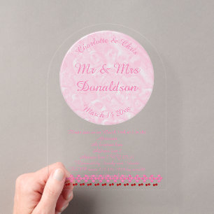 Pink Spring Wedding Cherry blossom and cherries Acrylic Invitations