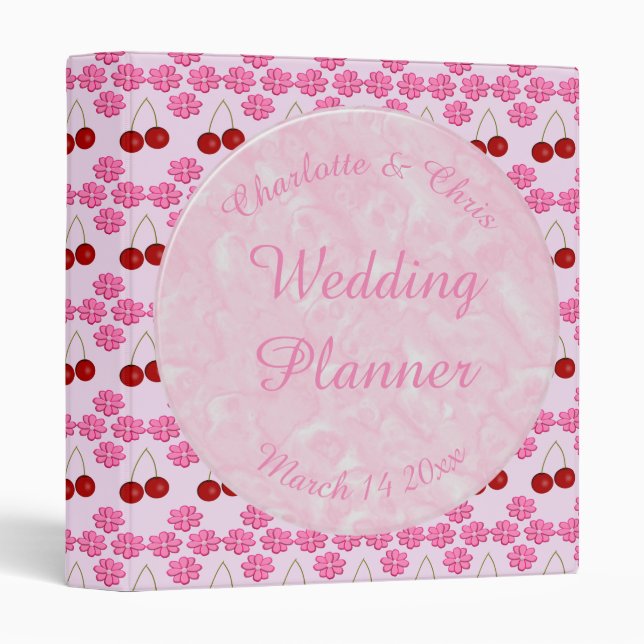 Pink Spring Wedding Cherry blossom and cherries Binder (Front/Spine)