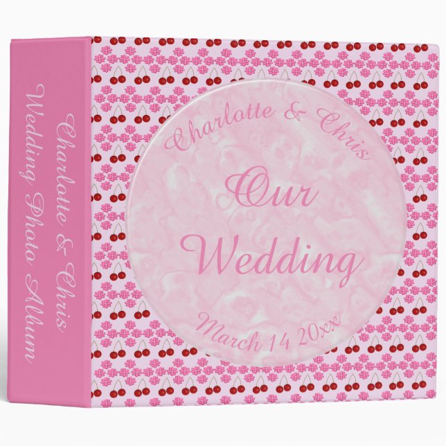 Pink Spring Wedding Cherry blossom and cherries Binder (Front/Spine)