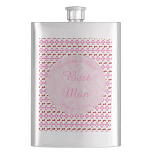 Pink Spring Wedding Cherry blossom and cherries Hip Flask