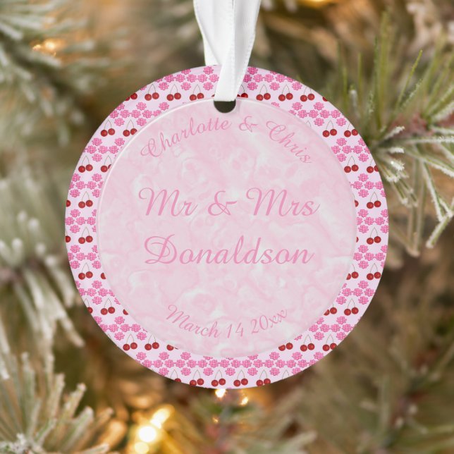Pink Spring Wedding Cherry blossom and cherries Ornament (Tree)