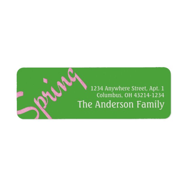 Pink Spring Word Art 1 Return Address Labels (Front)