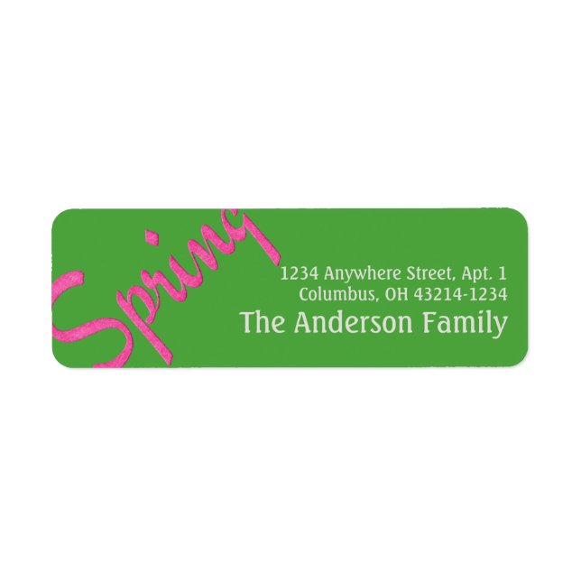 Pink Spring Word Art 2 Return Address Labels (Front)