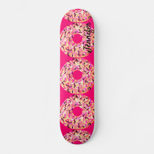 Pink Sprinkle Donuts Girls Hot Pink Custom Skateboard