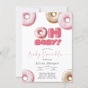 Pink Sprinkle Doughnut Baby Sprinkle Invitatio Invitation