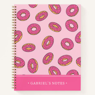 Pink Sprinkle Doughnut Pattern Add Your Name Notebook