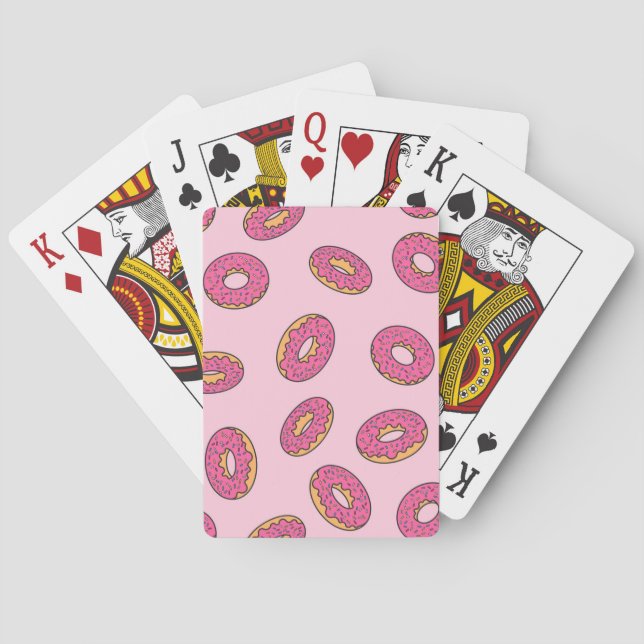 Pink Sprinkle Doughnut Pattern Playing Cards (Back)