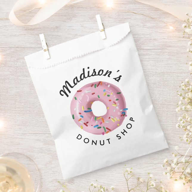 Pink Sprinkle Doughnut Shop Birthday Favour Bag (Clipped)