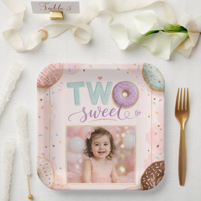 Pink Sprinkle Doughnut Theme Paper Plate (Wedding)