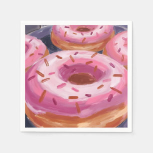 Pink Sprinkle Doughnuts Baking Pastry Napkin
