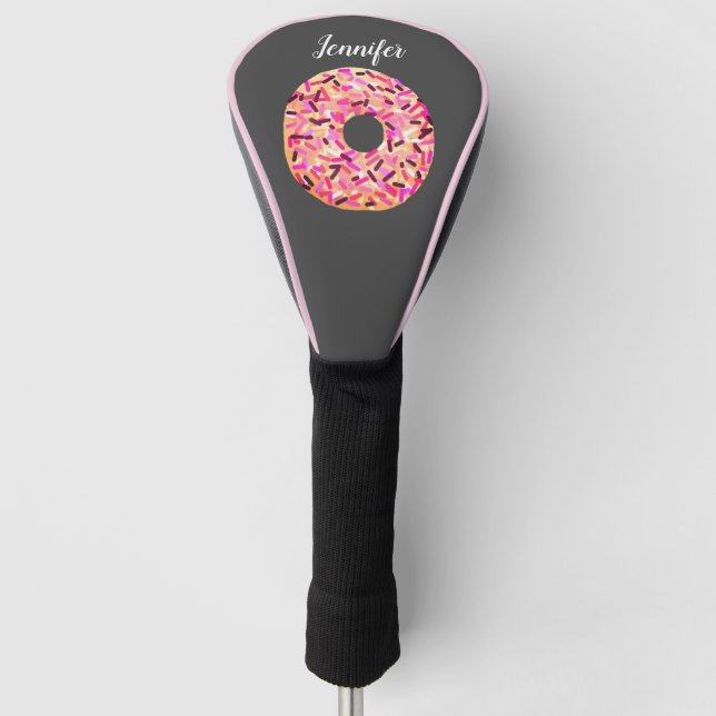 Pink Sprinkled Donut Girly Chic Custom Golf Head Cover (Front)