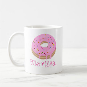 Pink Sprinkled Doughnut and Name Coffee Mug