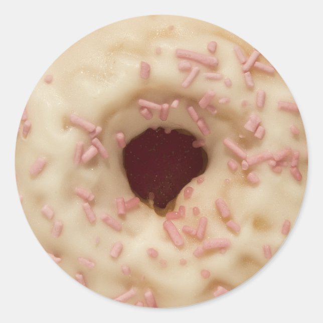 Pink Sprinkles Doughnut Classic Round Sticker (Front)