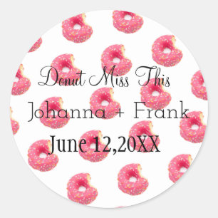 Pink Sprinkles Doughnut Miss This Wedding Couple Classic Round Sticker