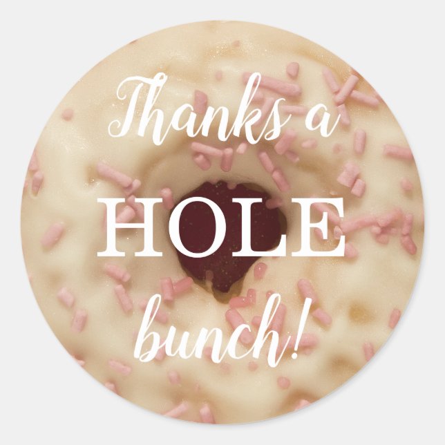 Pink Sprinkles Doughnut | Thank You Classic Round Sticker (Front)