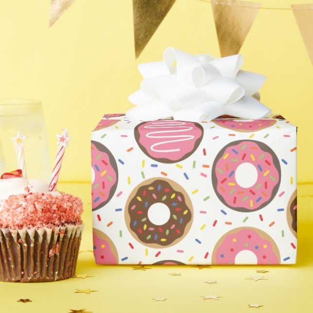 Pink Sprinkles Doughnuts Wrapping Paper (Birthday Party)